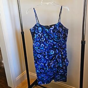 Lauren Conrad blue floral dress, size 12, zip-up, thin straps, worn once.